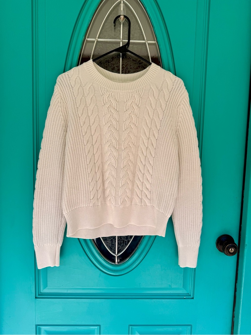 Banana Republic Cream Cable Crewneck Sweater